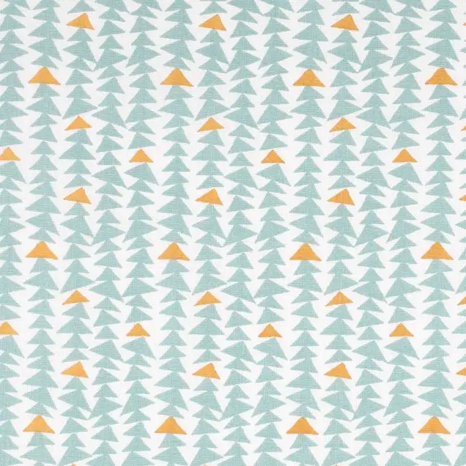 Tessuto cotone triangoli giada e ambra