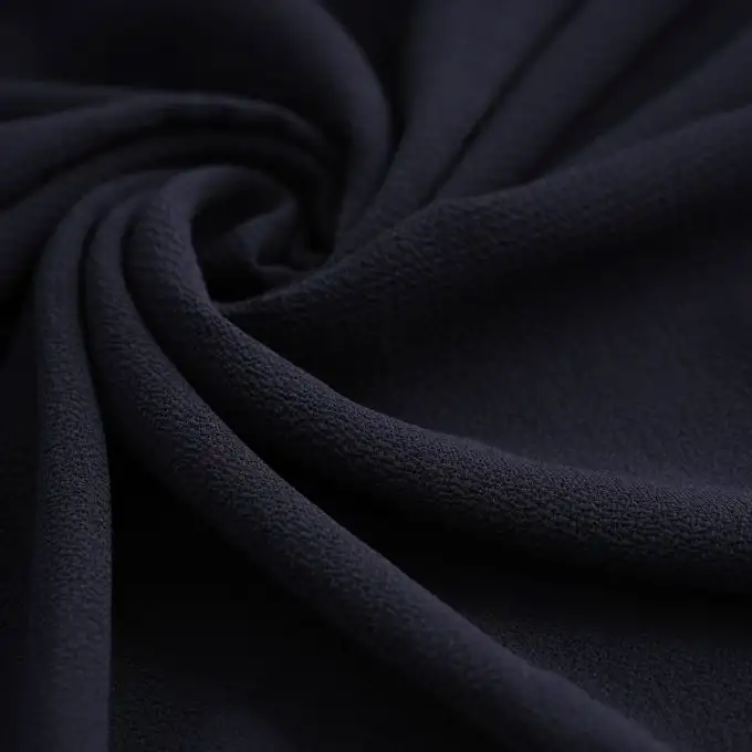 Tessuto velato crêpe tinta unita blu scuro