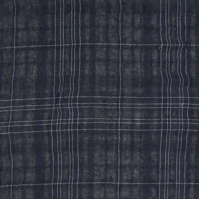 Tessuto velo quadri blu marino