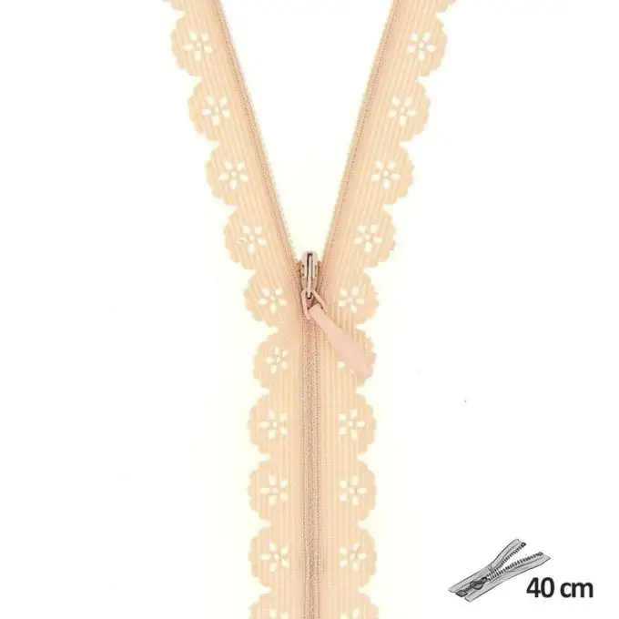 Chiusura pizzo geometrico salmone rosa 40 cm