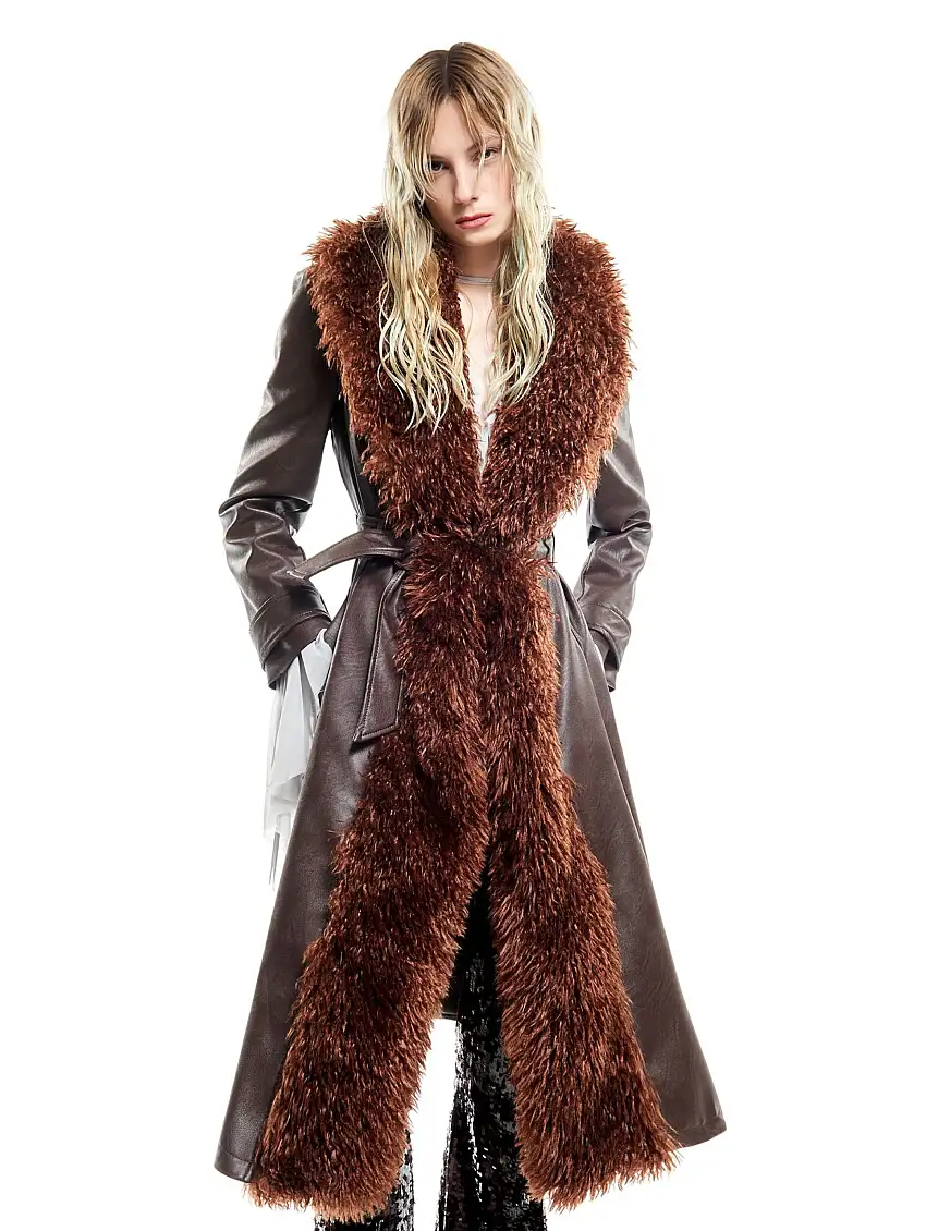 Cappotto in Eco Pelle Marrone