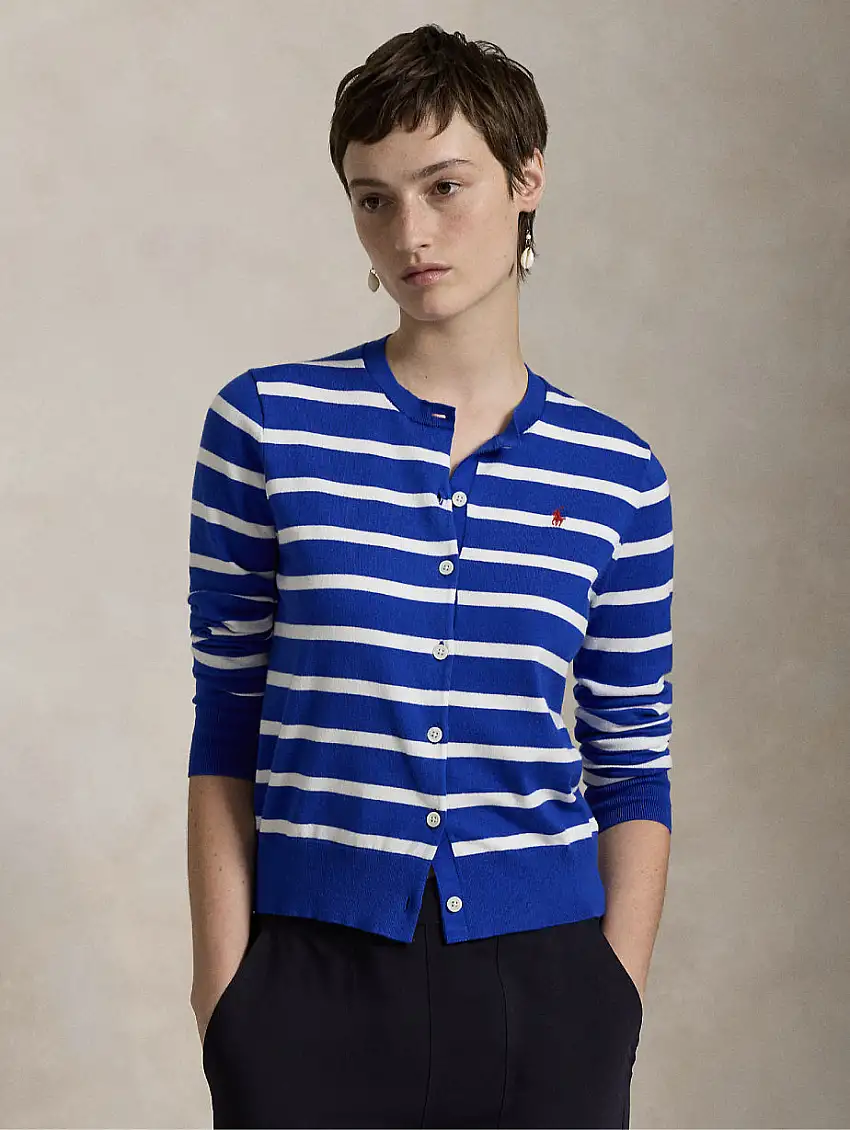 Cardigan a Righe Blu/Bianco