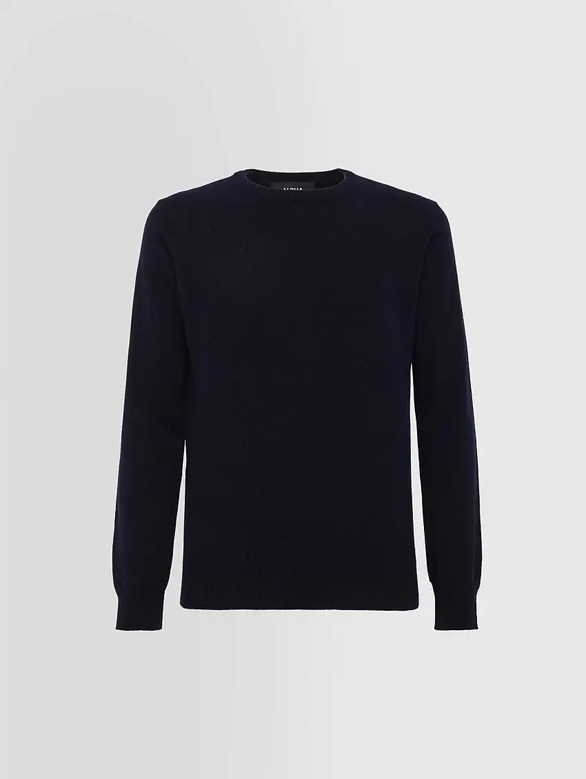 Maglia Girocollo in Cashmere Blu Navy
