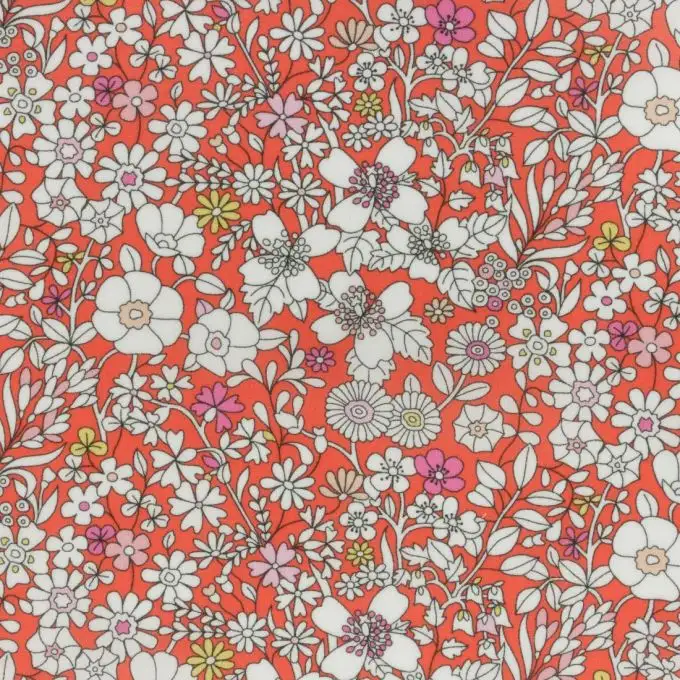 Tessuto popeline di cotone Liberty Meadow arancione