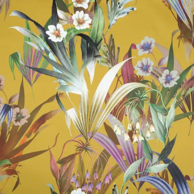 Tessuto raso di cotone fiori ed erbari multicolori