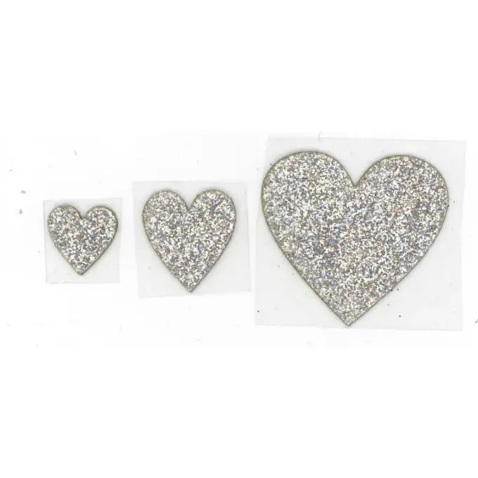 Ecusson termoadesivo tre cuori glitter argento