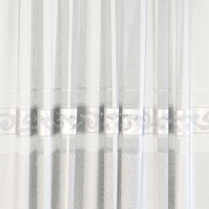 Tenda trasparente motivo volute grande larghezza