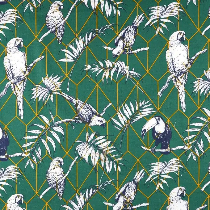 Tessuto cretonne verde pappagallo