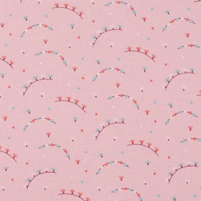 Tessuto cotone spesso rosa ghirlanda