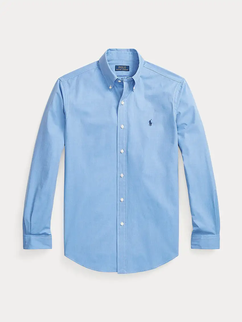 Camicia in Cotone Custom Fit Blu