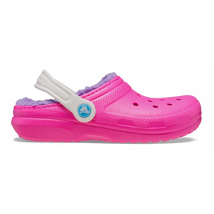 Crocs Classic Lined Clog Toddler Slippers Pink Crush/Multicoloured