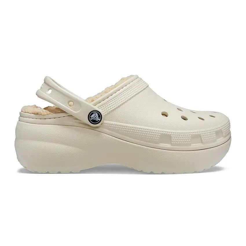 Crocs Classic Platform Lined Clog W Bone Slippers