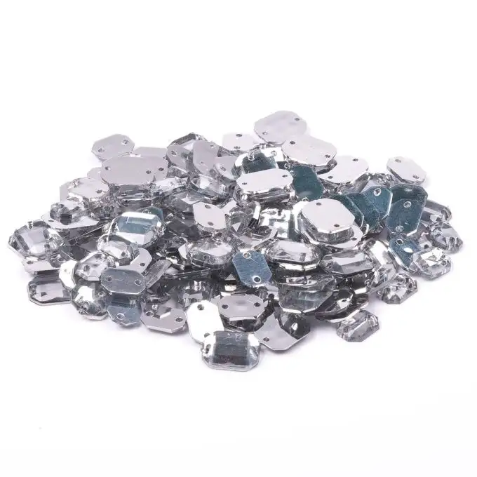 Sequins rettangolari da cucire colore cristallo 6x8mm e