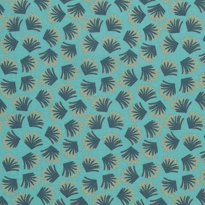 Tessuto cotone foglie blu Galim