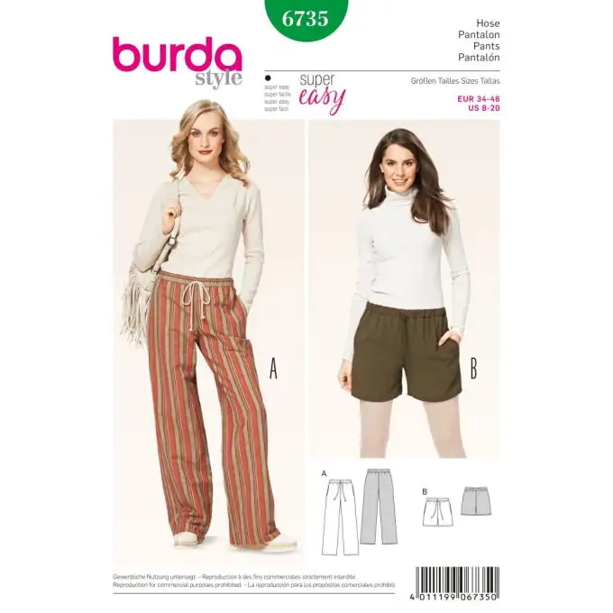 Modello burda 6735 pantaloni