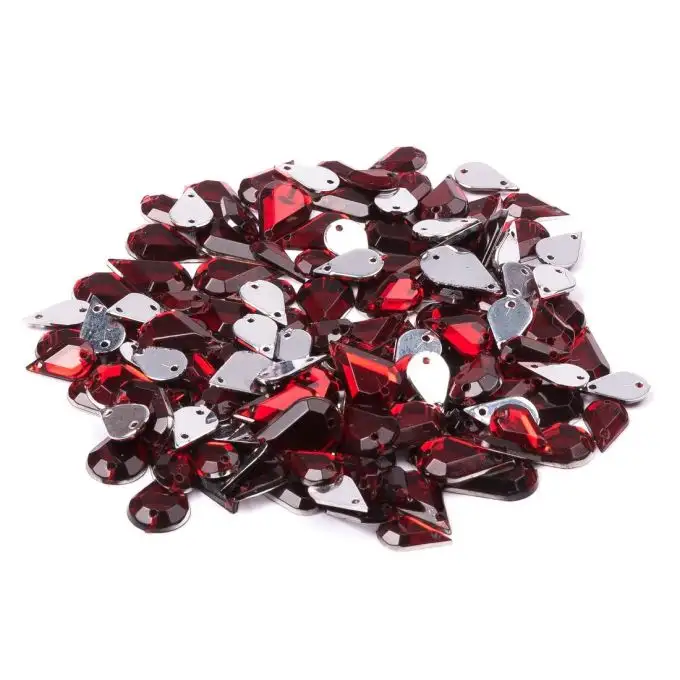 Paillettes da cucire a goccia rosse 8x13mm e 6x10mm