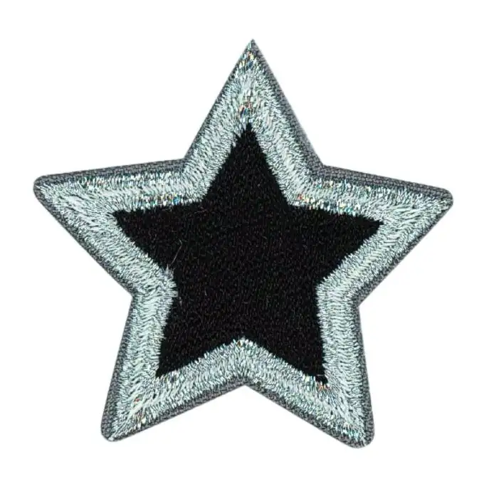 Scudetto stella nera contorno argento