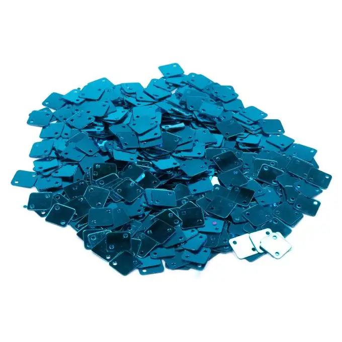 Paillettes piatte quadrate turchese da cucire 7,5x7,5mm