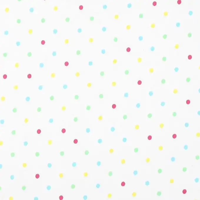 Tessuto satin di cotone pois multicolori