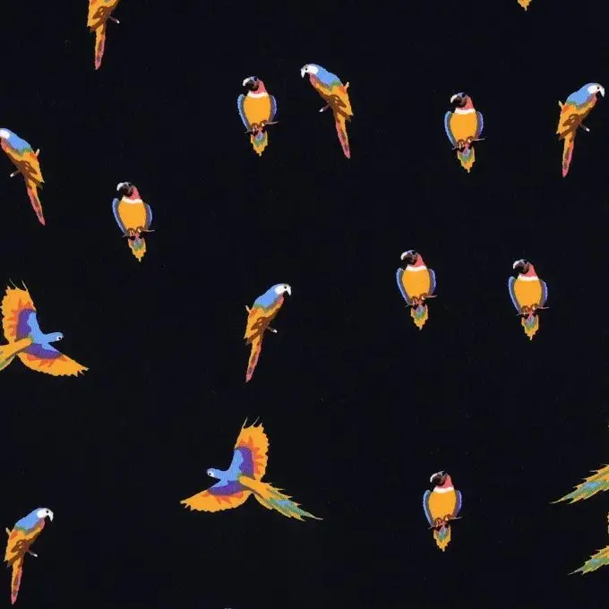 Tessuto voile blu pappagalli