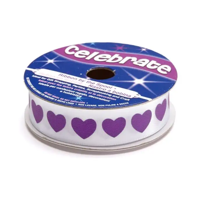 Bobina nastro cuori viola