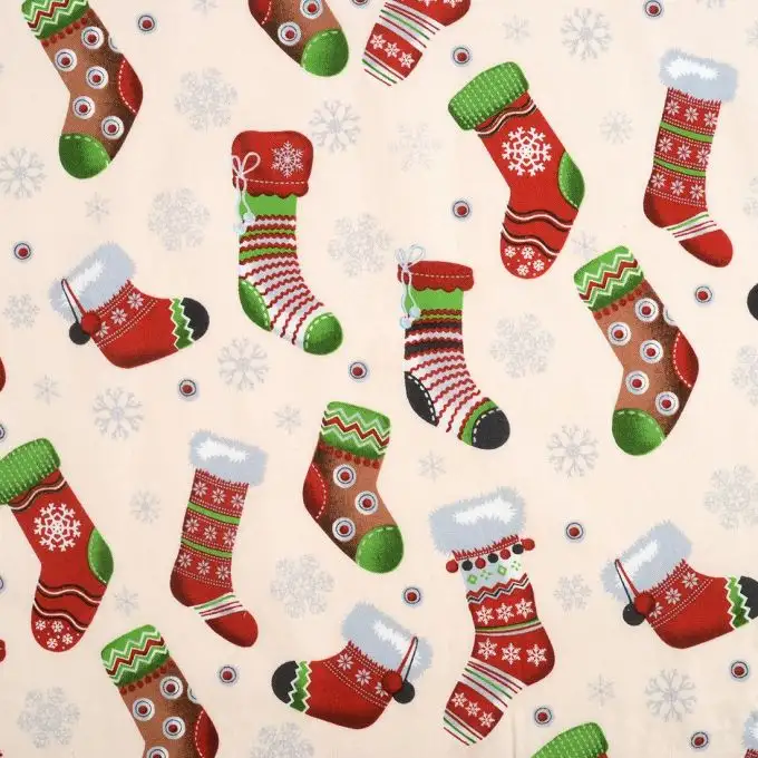 Tessuto cotone grezzo calze di Natale