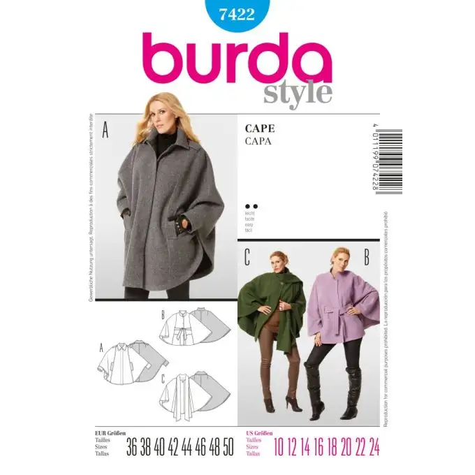 Modello burda 7422 mantella