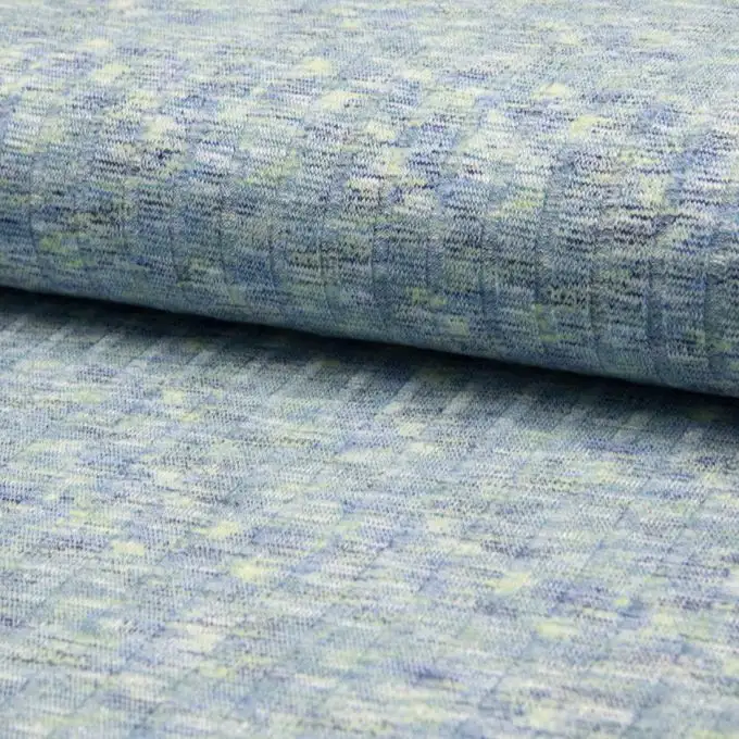 Tessuto jersey blu costolato
