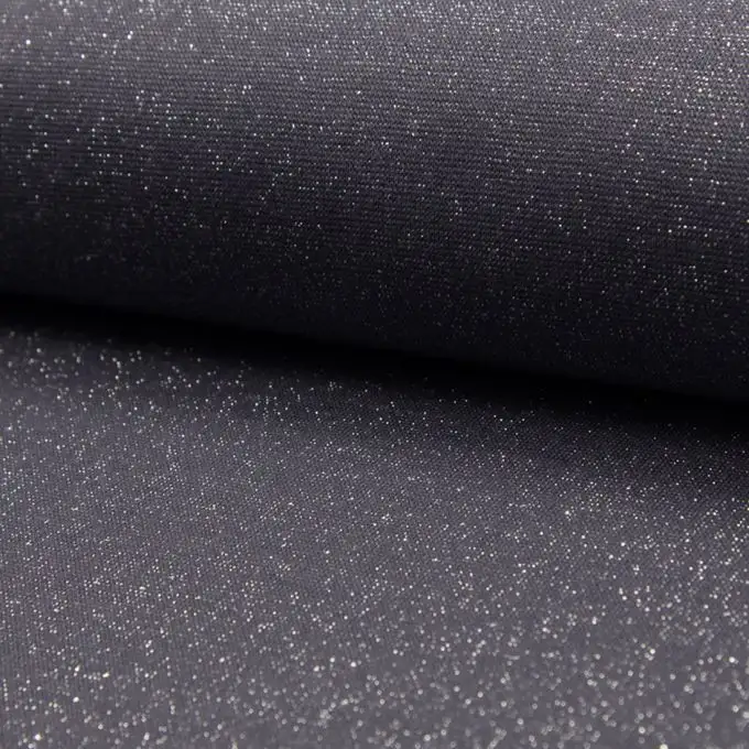 Tessuto jersey costina tubolare lurex grigio scuro