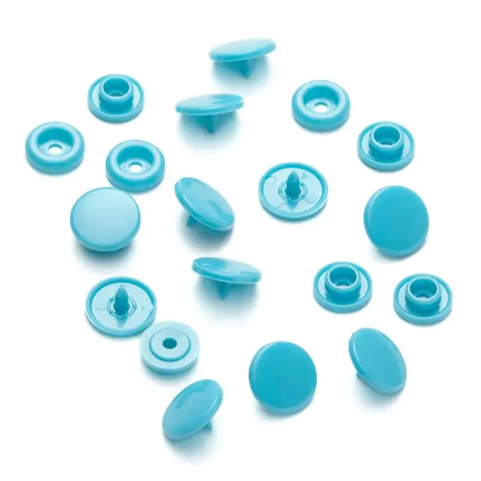 bottoni a pressione tondi color snaps turchese