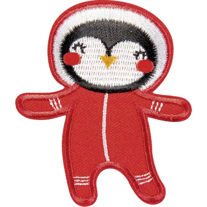 Distintivo astronauta pinguino rosso