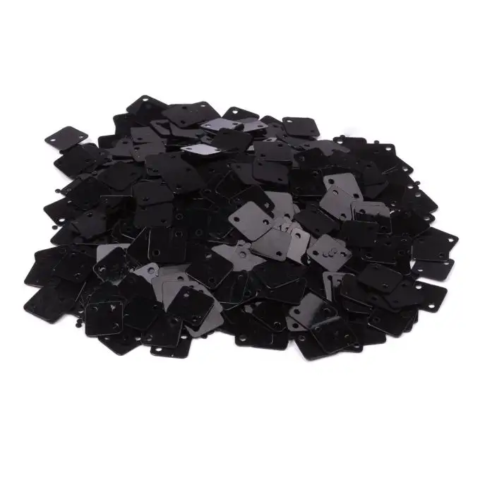 Paillettes piatte quadrate nere da cucire 7,5x7,5mm