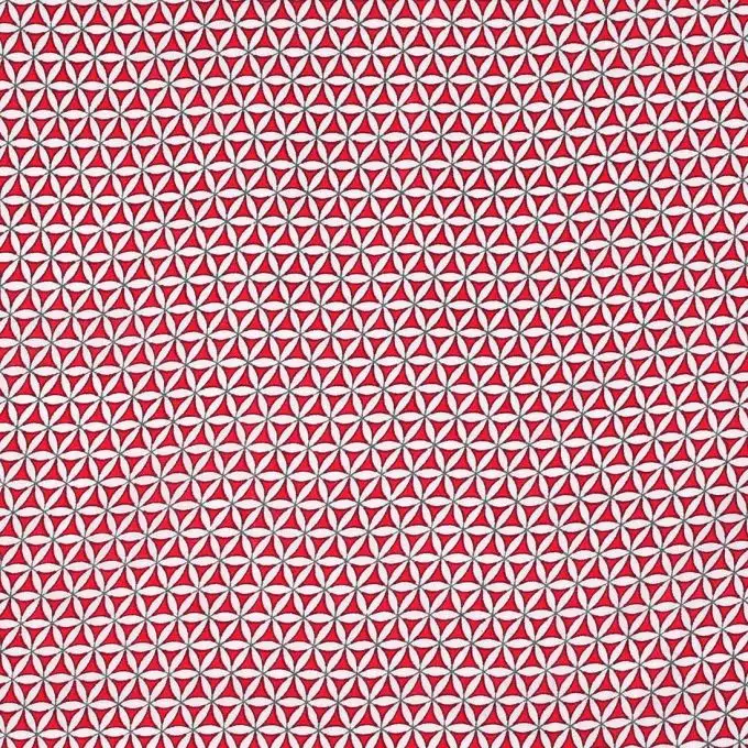 Tessuto viscosa motivi geometrici rossi