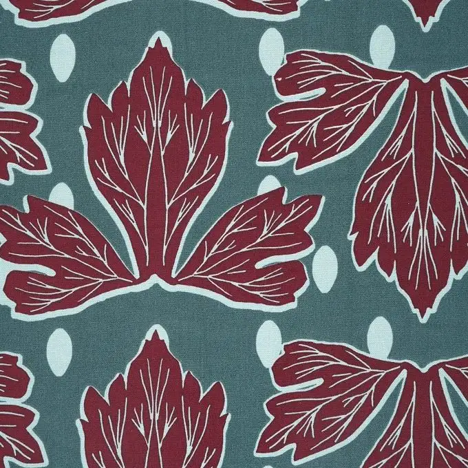 Tessuto cotone spesso verde fogliame grande larghezza