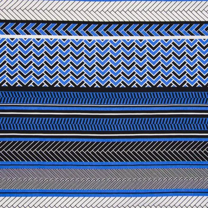 Tessuto popeline viscosa blu reale righe orizzontali