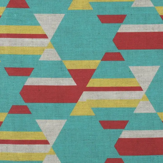 Tessuto lino geometrico multicolore