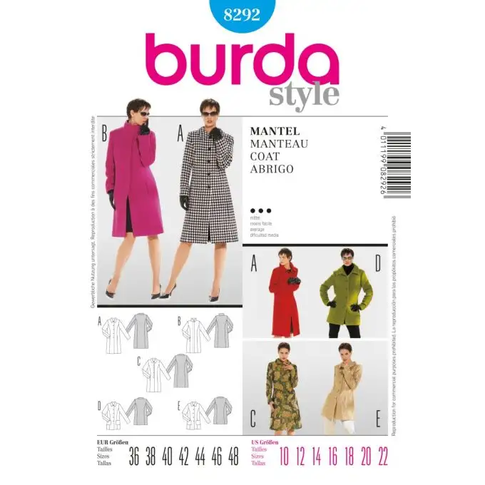 Modello burda 8292 cappotto