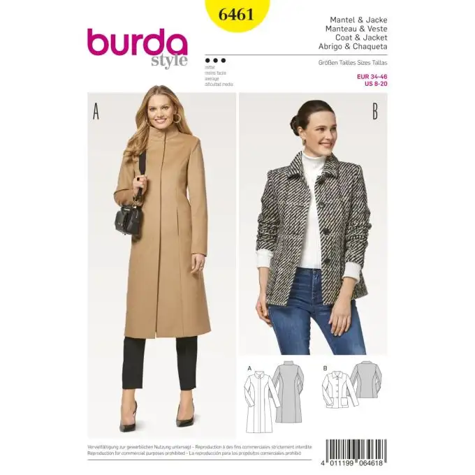 Modello burda 6461 cappotto e giacca