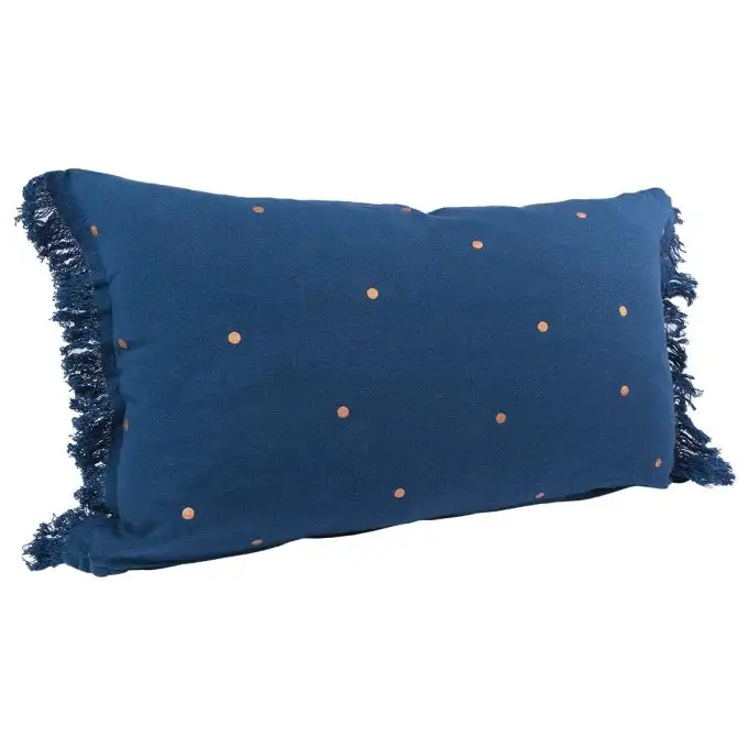 Cuscino cotone stropicciato blu