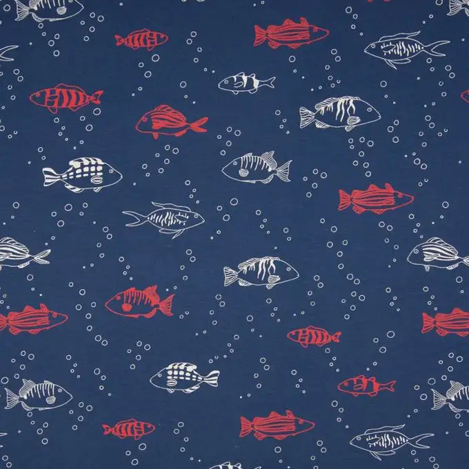 Tessuto jersey felpato pesci