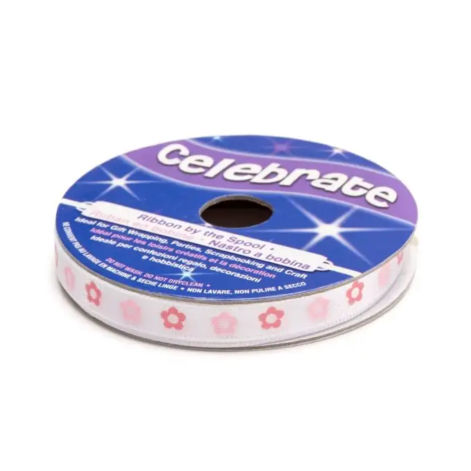 Bobina nastro bianco e fiori