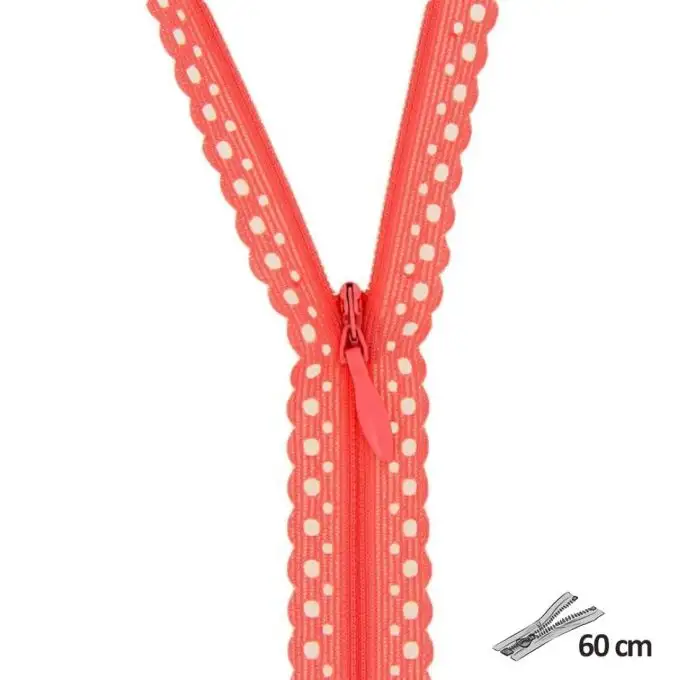 Chiusura pizzo geometrico corallo 60 cm