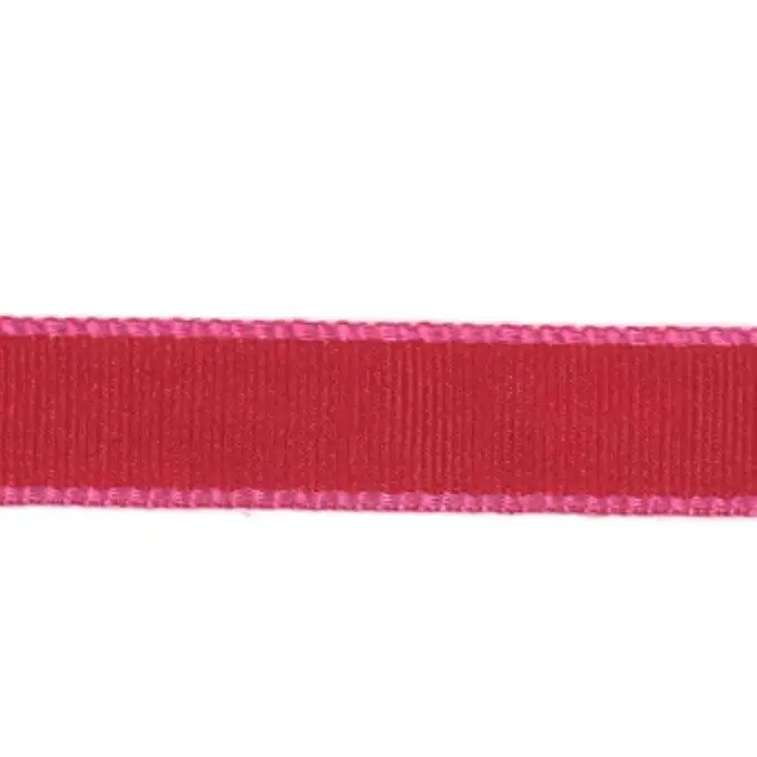 Nastro gros grain rosso bordi rosa 10 mm
