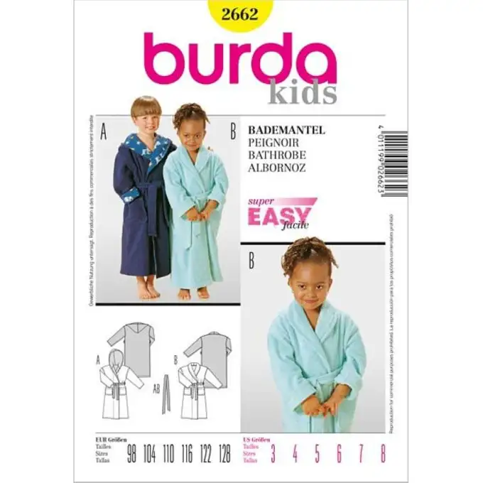 Modello burda 2662 accappatoio bambini