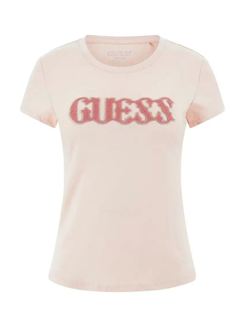 GUESS Women's T-shirt SS PONY HAIR LOGO R5 TEE W5GI42 J1314 G6J3 Pink