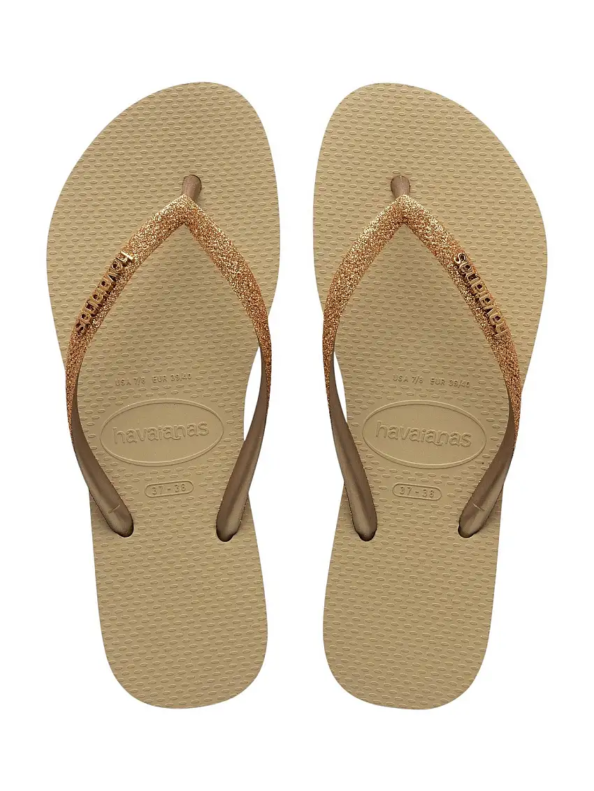 HAVAIANAS Women's Flip Flops Hav. Slim Glitter II 4146975.9177 Beige