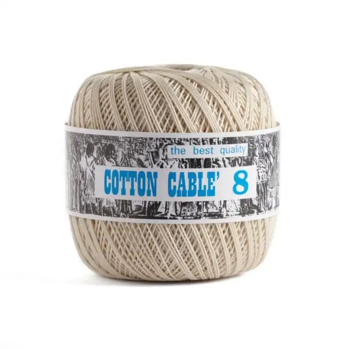 Gomitolo cotone cablato per uncinetto n°8 ecru