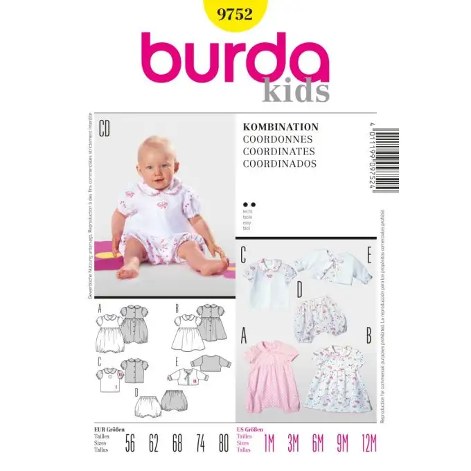 patron burda 9752 ensemble enfant