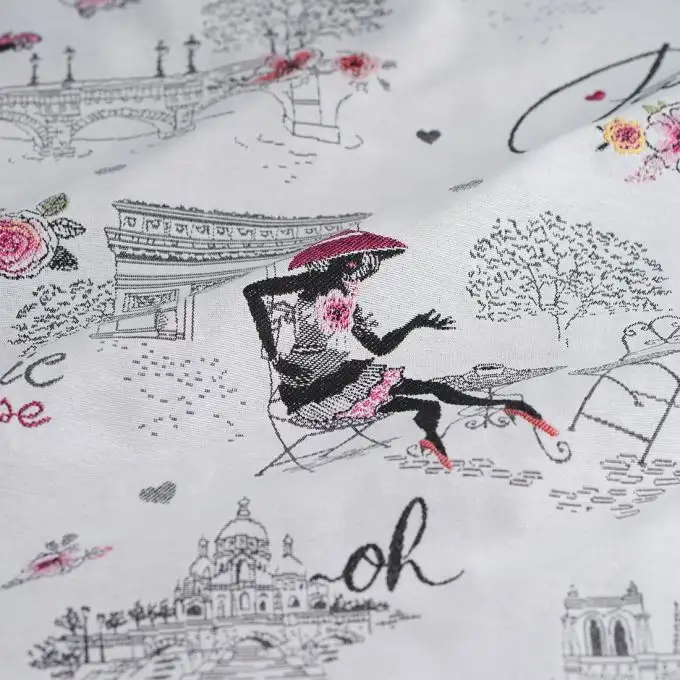 Tessuto jacquard ecru rosso Io Parigi - Qualità Seduta