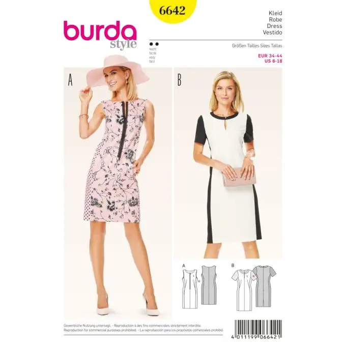 patron burda 6642 vestito